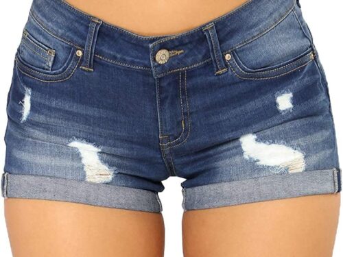 Women Jean Short Ripped Hot Shorts Comfy Stretchy Women Fringed Denim Shorts