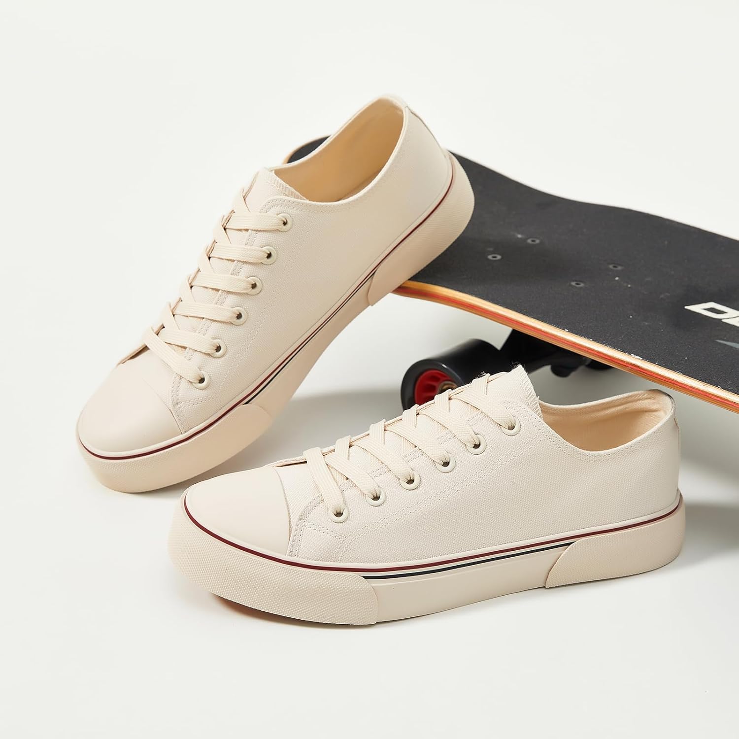 yageyan Men Canvas Low top Shoes Classic Casual Sneakers Black and White Fashion Shoes